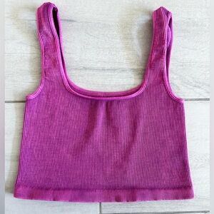 NWOT Free People Movement Happiness Runs Square Neck size M/L Raspberry Sherbet